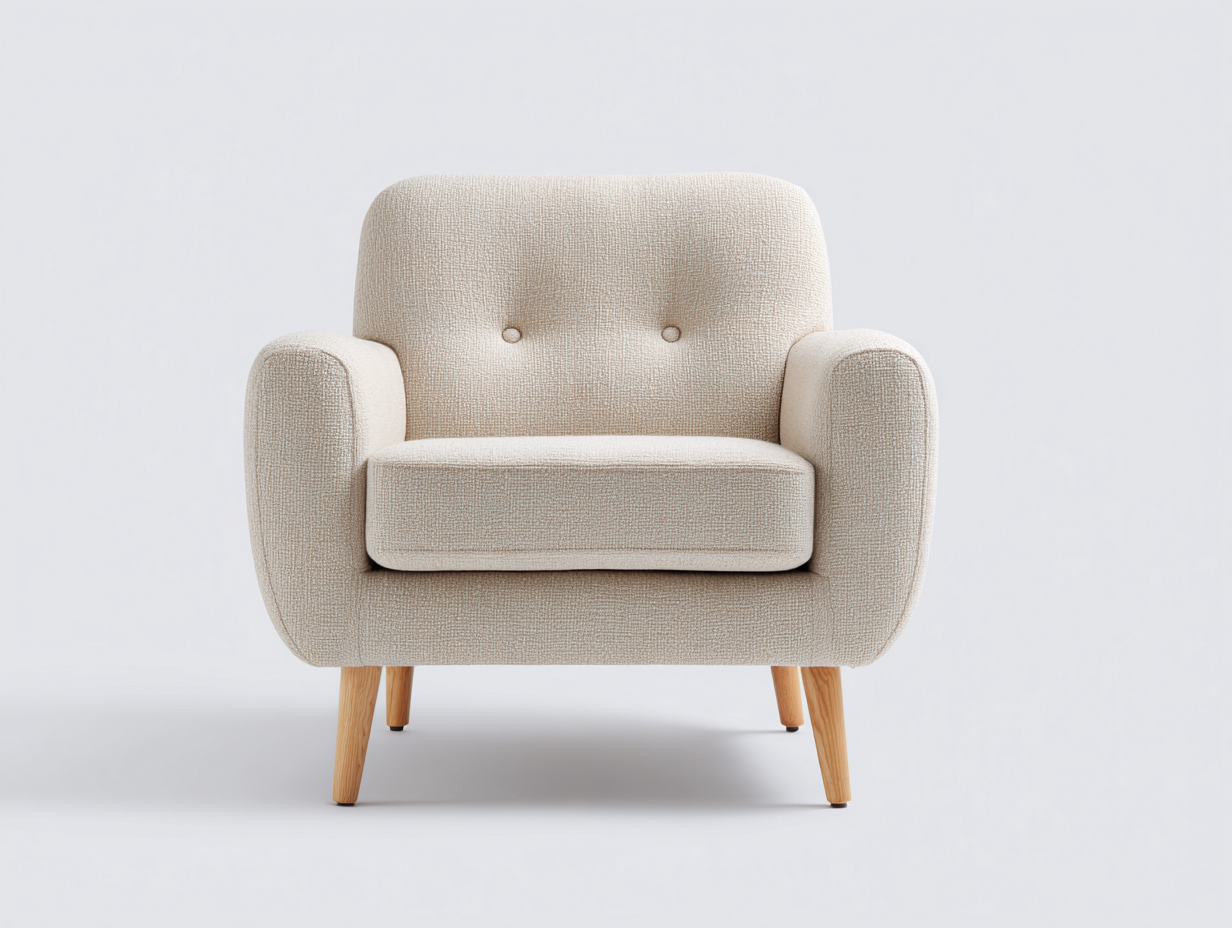 Sillones de tela con patas de madera 95x78x82 cm - Beige-Madera natural - diseño moderno para salón-Laviagahome
