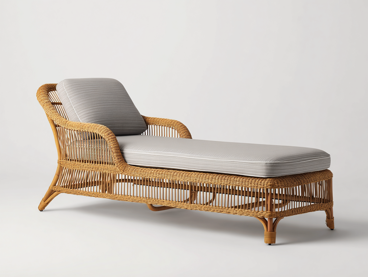 Tumbonas de ratán 195x72x84 cm - natural-gris - respaldo inclinado con reposabrazos para jardín-Laviagahome