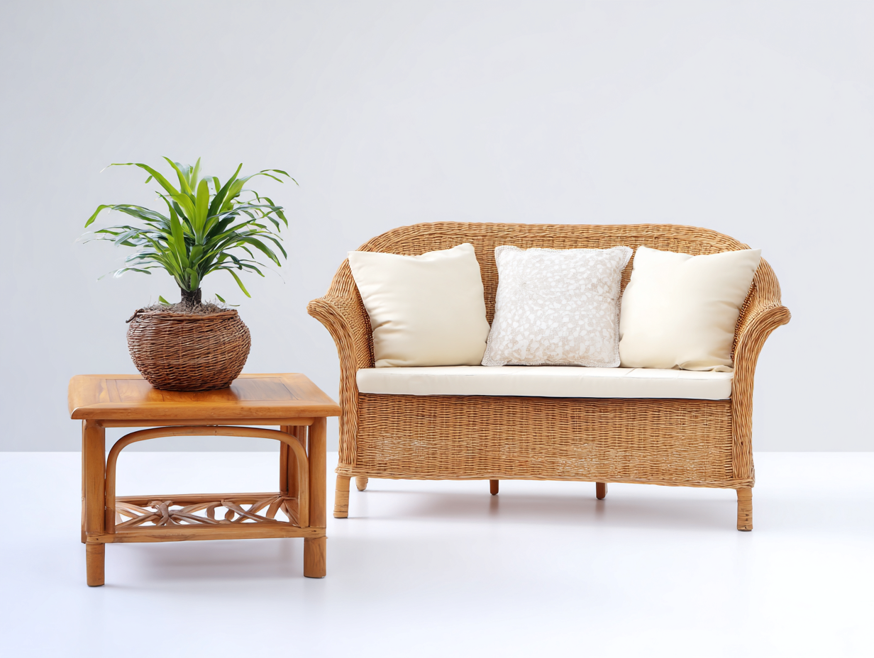 Sofás de exterior de ratán con mesa 160x75x82 cm - marrón-beige - diseño clásico para terraza-Laviagahome