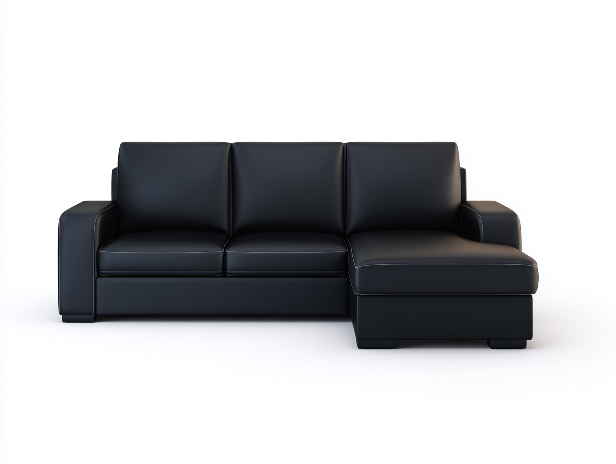 Sofás de esquina cuero sintético 245x162x85 cm negro - estilo minimalista-Laviagahome