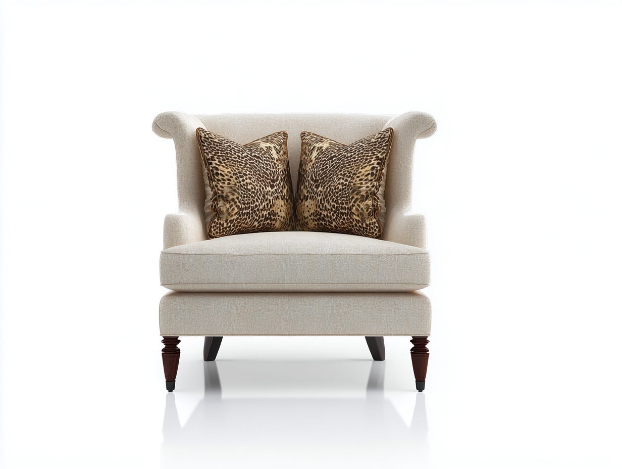 Sillones tela 90x87x92 cm beige y marrón oscuro - diseño clásico-Laviagahome