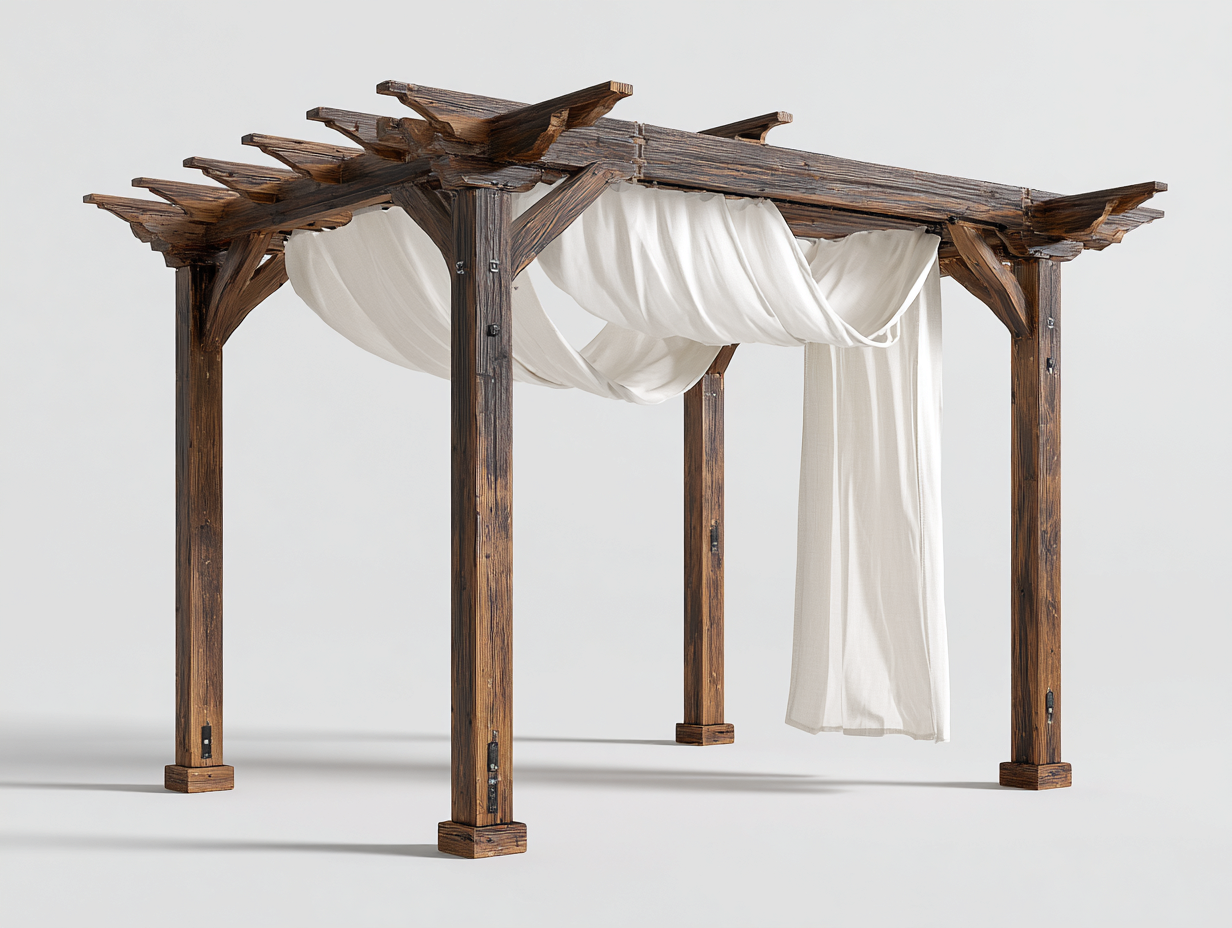Pérgola de jardín de madera 300x300x240 cm - Marrón oscuro-Crema - diseño rústico para exterior-Laviagahome