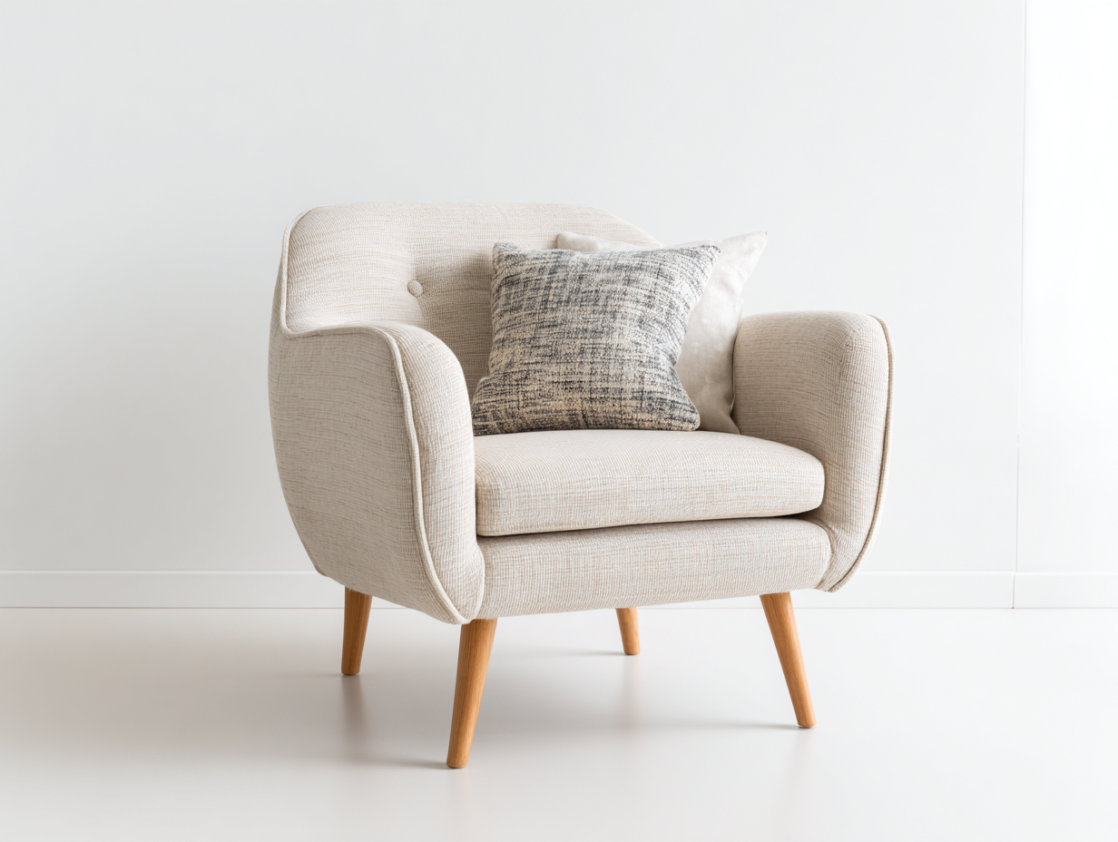 Sillones de tela con patas de madera 92x78x82 cm - Beige-Madera natural - diseño moderno para salón-Laviagahome