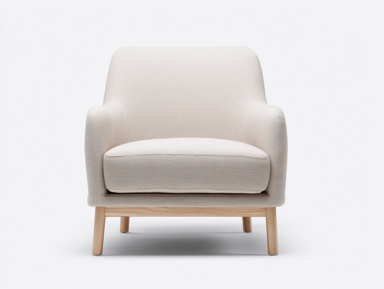 Sillones tela bouclé 82x84x86 cm beige y madera natural - diseño moderno-Laviagahome