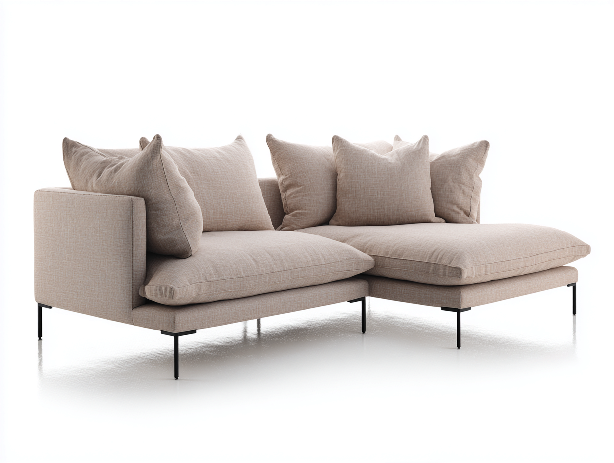 Sofás de esquina tela 240x160x82 cm beige y negro - diseño moderno-Laviagahome