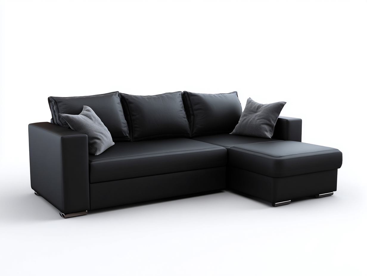 Sofás de esquina cuero sintético 228x150x84 cm negro - diseño contemporáneo-Laviagahome