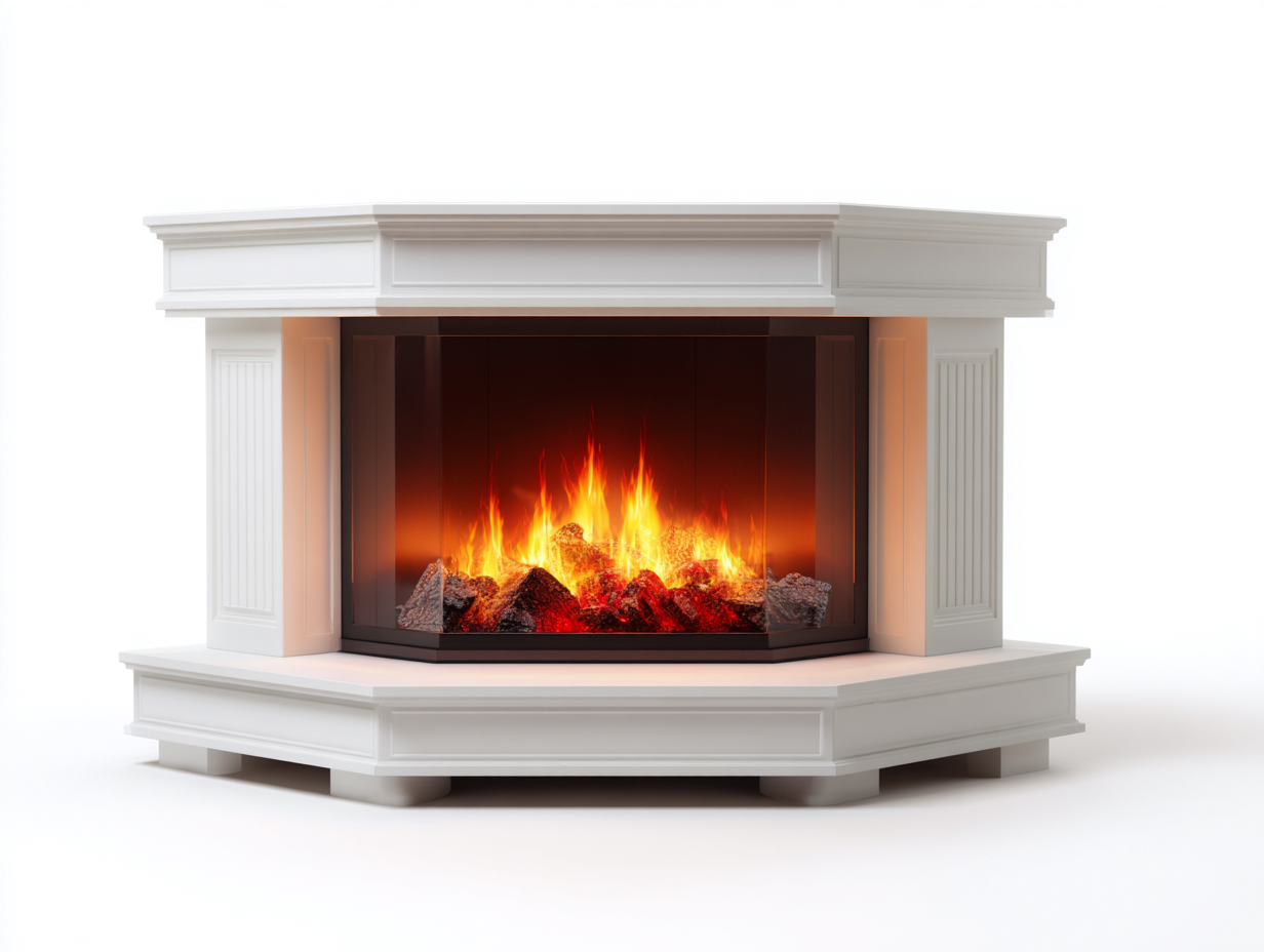 Chimeneas eléctricas 160x45x105 cm - blanco negro y naranja - diseño clásico de esquina con efecto llama-Laviagahome