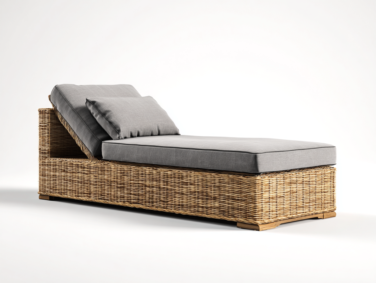 Tumbonas de ratán 200x75x65 cm - Marrón natural-Gris - diseño moderno para jardín-Laviagahome