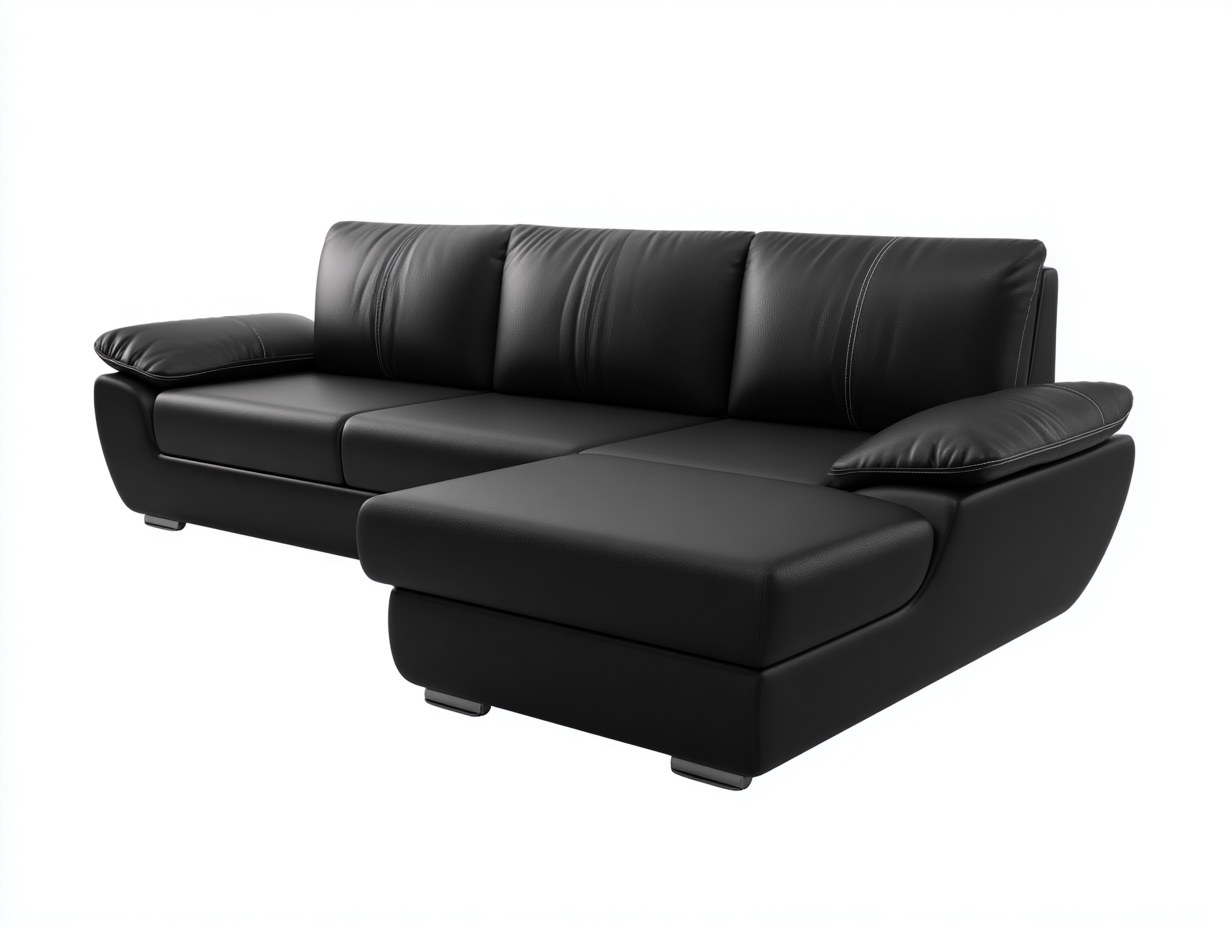 Sofás de esquina tapizados de piel sintética 280x170x86 cm - negro - diseño moderno con chaise longue-Laviagahome