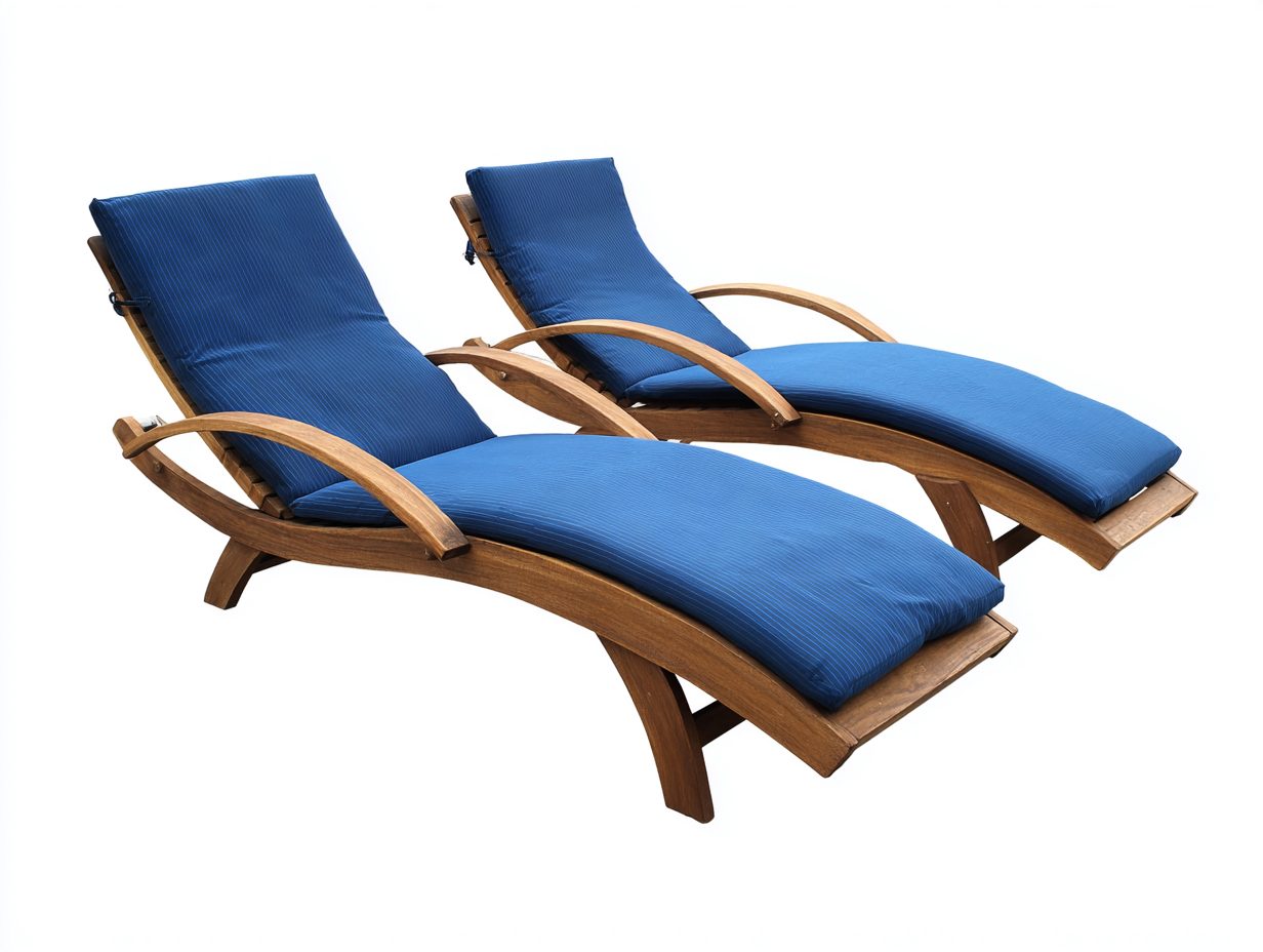 Tumbonas madera curvada 195x72x88 cm azul y marrón - respaldo ajustable-Laviagahome