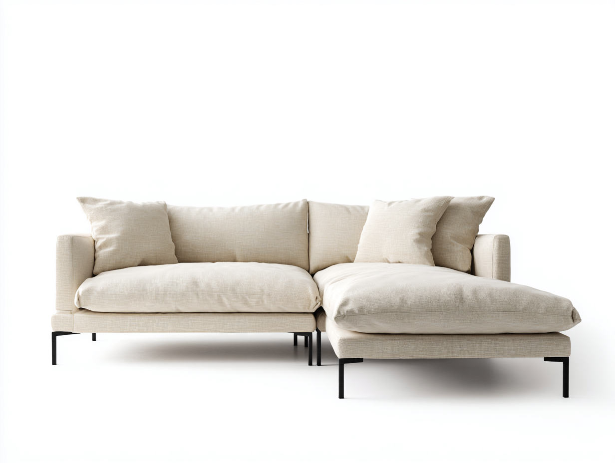 Sofás de esquina de tela 280x180x75 cm - Beige-Negro - diseño moderno para salón-Laviagahome