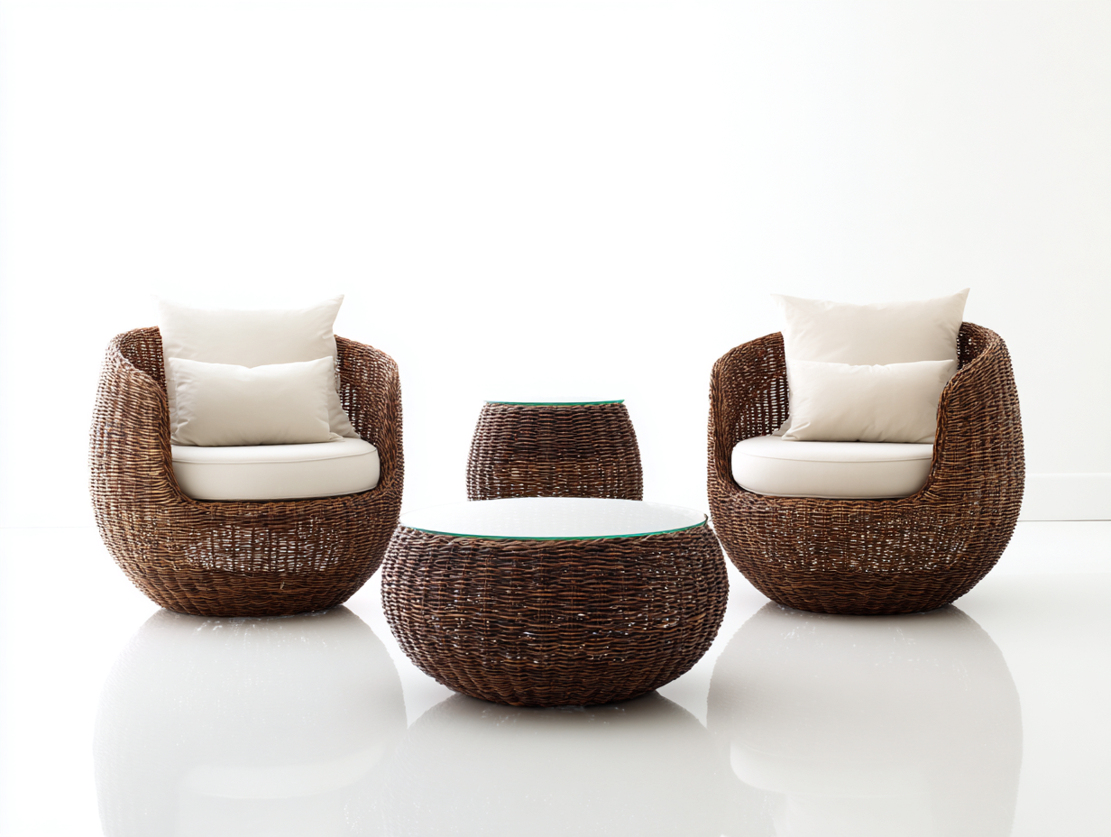 Sofás de exterior de ratán 180x75x72 cm - marrón-beige - conjunto redondo para jardín-Laviagahome