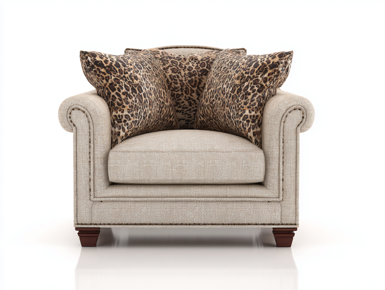 Sillones tapizados de tela 90x86x86 cm - beige y marrón - diseño clásico con brazos enrollados-Laviagahome