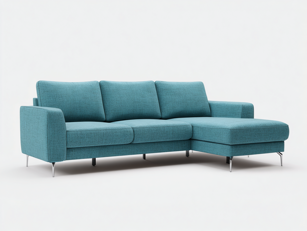 Sofás de esquina de tela 285x170x78 cm - Azul turquesa-Plateado - diseño moderno para salón-Laviagahome