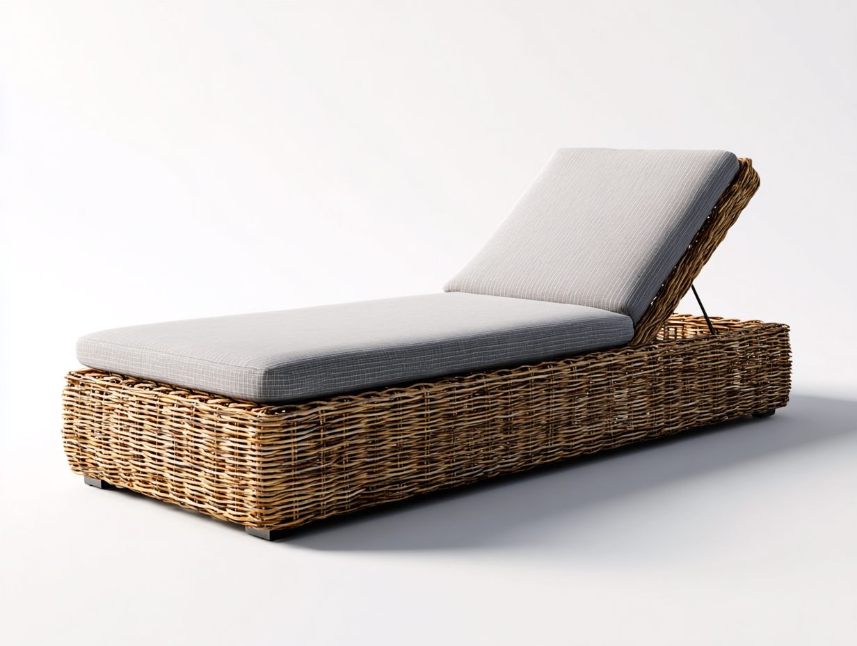 Tumbonas de ratán 200x75x65 cm - Marrón natural-Gris claro - diseño moderno para jardín-Laviagahome