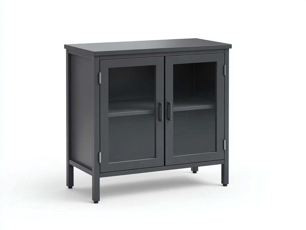 Vitrinas de metal y vidrio 100x40x85 cm - gris oscuro - diseño moderno para salón-Laviagahome
