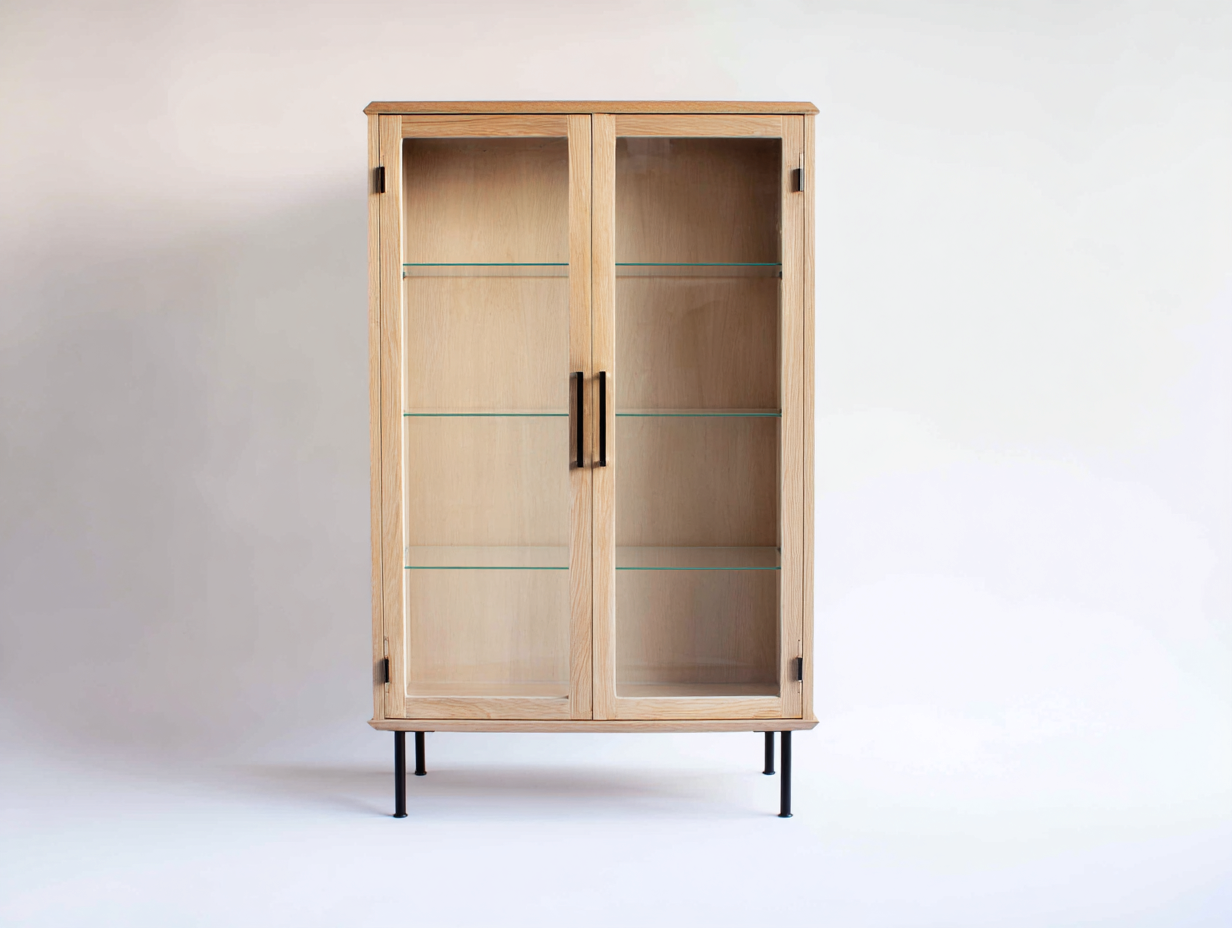 Vitrinas de madera y vidrio 85x35x115 cm - Roble natural - diseño moderno para salón-Laviagahome