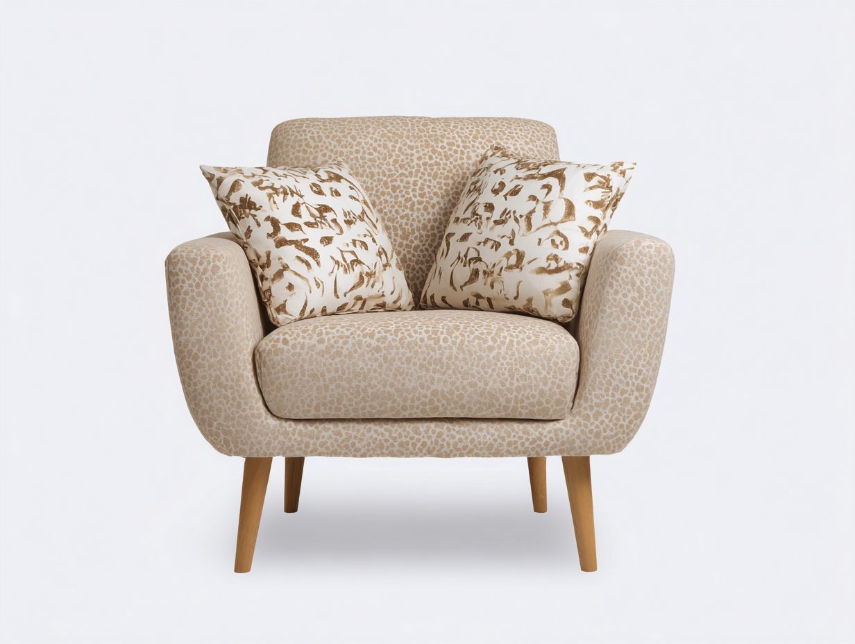 Sillones tapizados de tela 82x75x84 cm - beige-marrón - diseño estampado para salón-Laviagahome