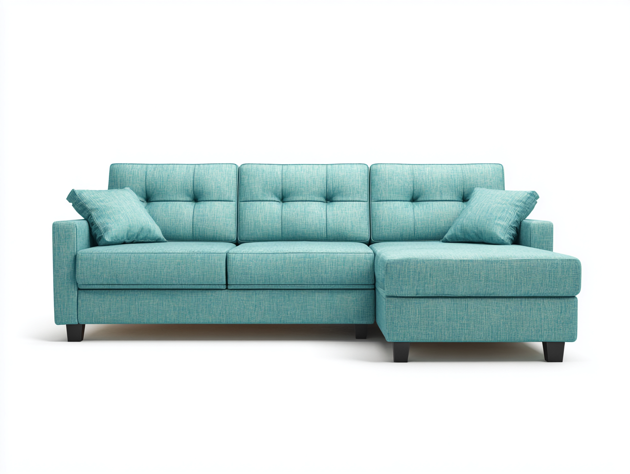 Sofás de esquina tapizados de tela 275x165x82 cm - azul turquesa y negro - diseño moderno con chaise longue-Laviagahome