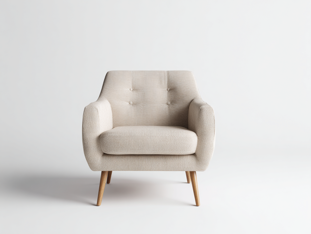 Sillones tapizados de tela 82x78x84 cm - beige y natural - diseño moderno con respaldo capitoné-Laviagahome
