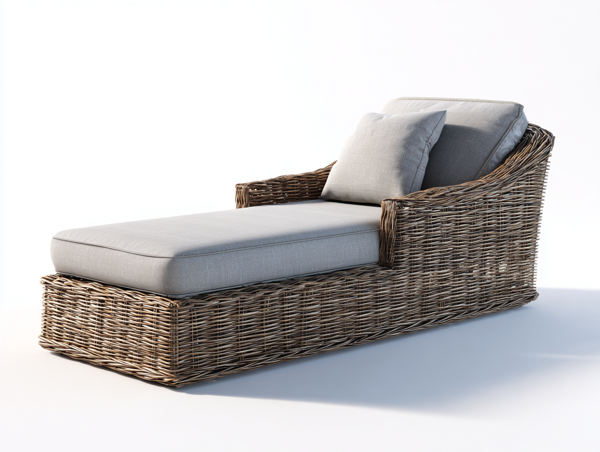 Tumbonas de ratán 195x78x82 cm - natural y gris claro - diseño bajo para jardín-Laviagahome