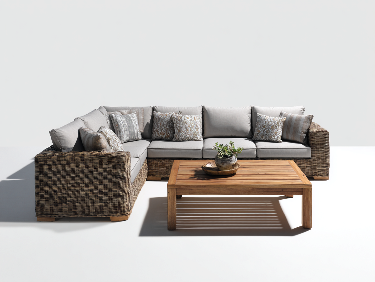 Sofás de exterior ratán sintético 280x280x78 cm marrón y gris - diseño modular-Laviagahome