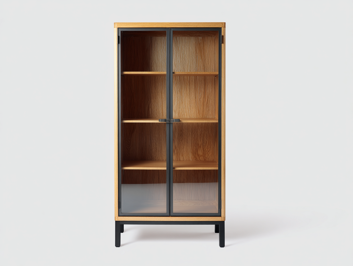 Vitrinas 85x38x170 cm - madera y vidrio marrón-negro - diseño moderno para salón-Laviagahome