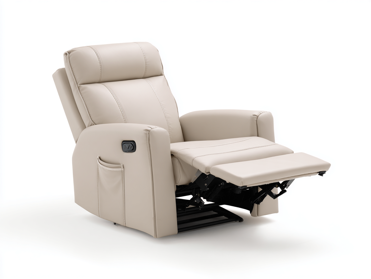 Sillones reclinables eléctricos tapizados 90x92x106 cm - beige con reposapiés - diseño moderno-Milaiohouse