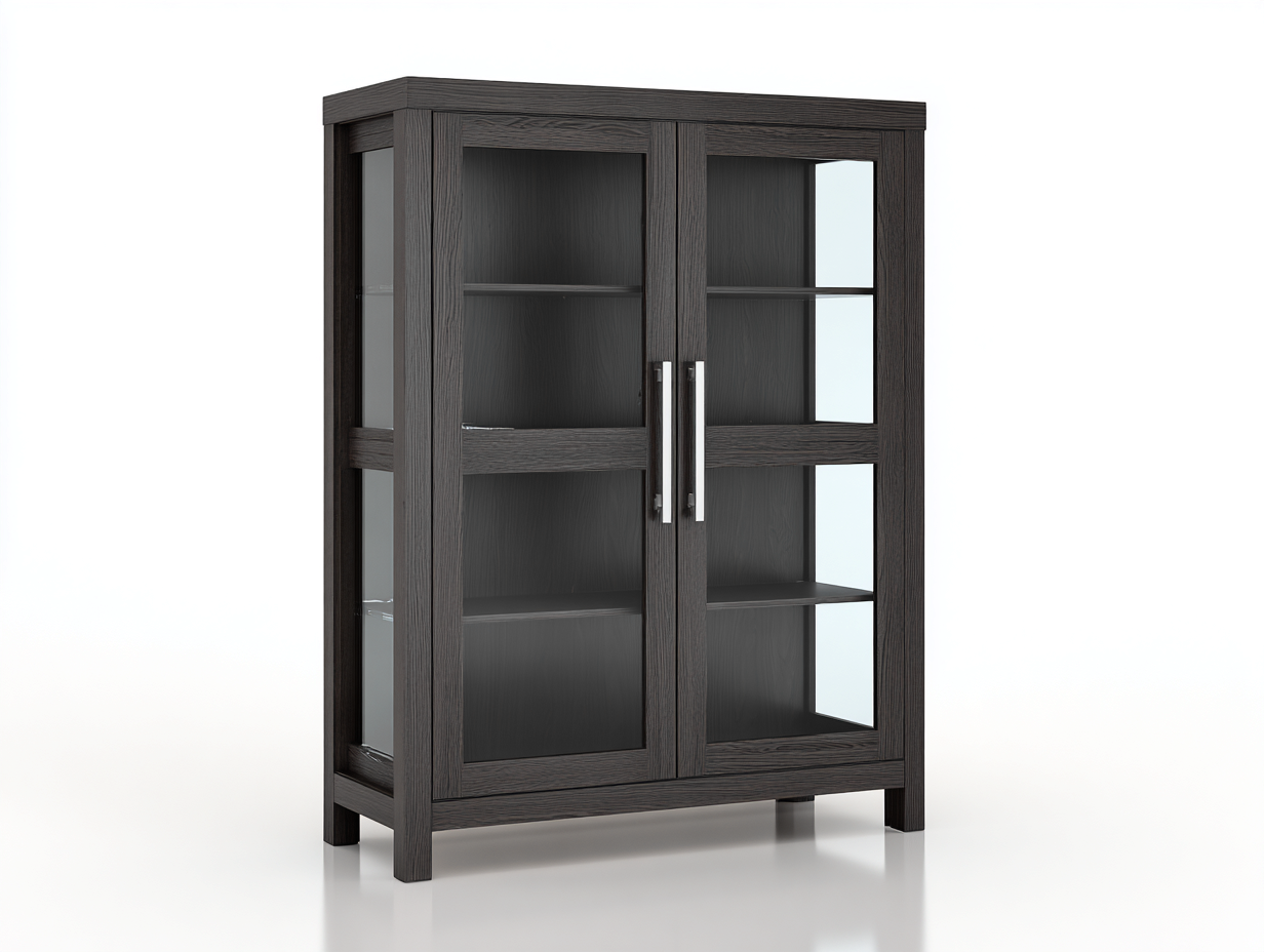 Vitrinas de madera y vidrio 90x40x90 cm - gris oscuro - diseño moderno-Milaiohouse