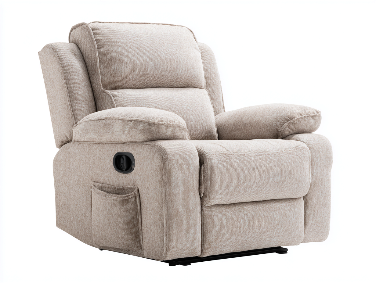 Sillones reclinables de tela 93x96x103 cm - Beige - Reclinación manual - Diseño acolchado-Milaiohouse