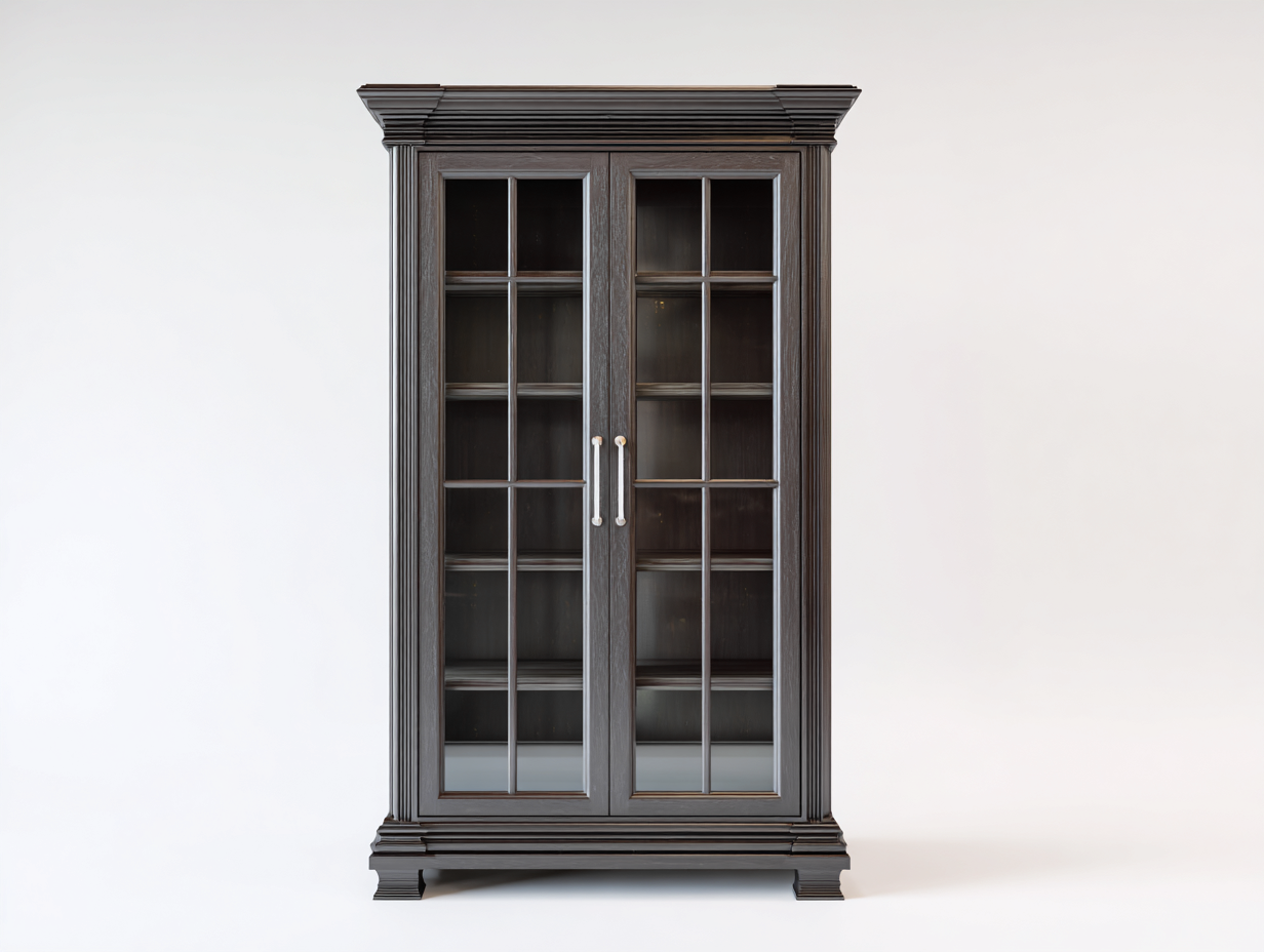 Vitrinas de madera y vidrio 110x42x160 cm - gris oscuro - diseño clásico-Milaiohouse
