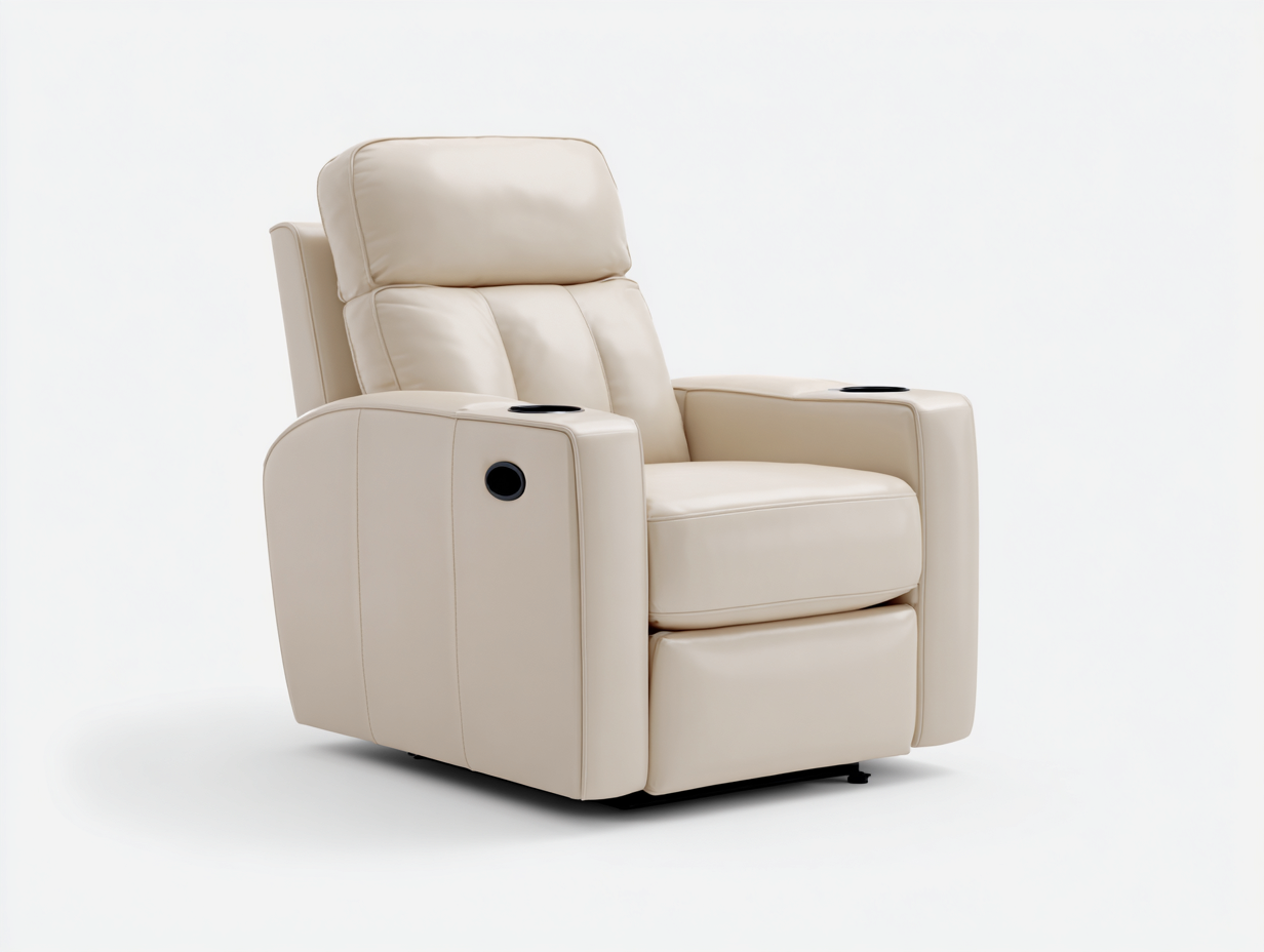 Sillones reclinables tapizados 92x88x105 cm - beige con portavasos - diseño moderno-Milaiohouse
