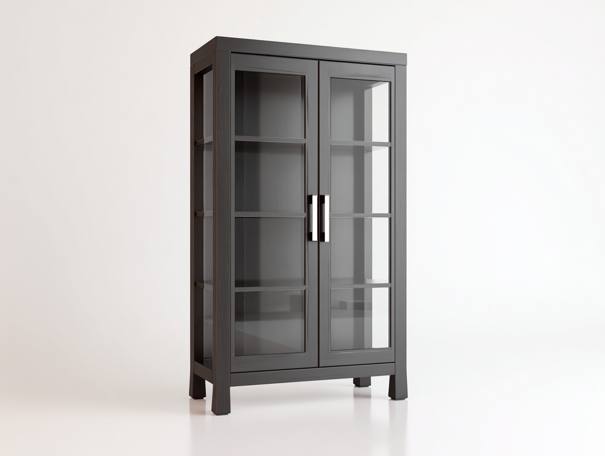 Vitrinas de madera y vidrio 95x38x165 cm - Gris oscuro - Diseño clásico moderno-Milaiohouse