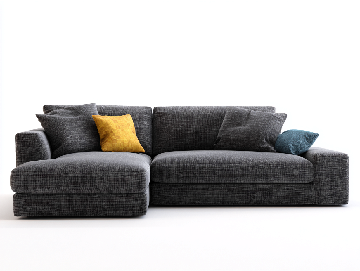 Sofás de esquina de tela 290x165x78 cm - gris oscuro - diseño moderno para salón-Milaiohouse