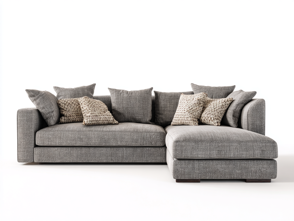 Sofás de esquina de tela 250x160x82 cm - gris con chaise longue - diseño moderno-Milaiohouse
