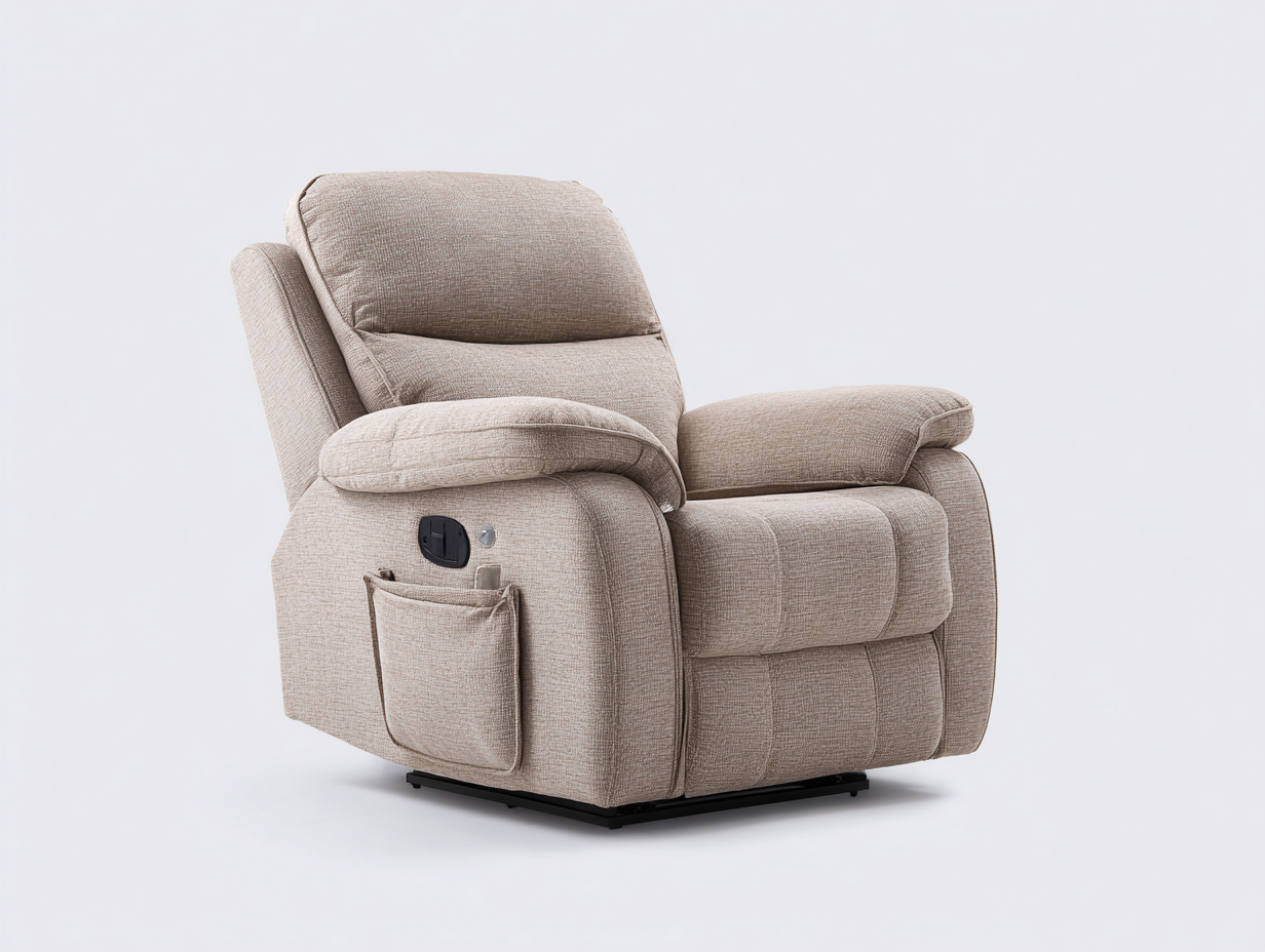 Sillones reclinables de tela 83x89x100 cm beige reclinable diseño confortable-Milaiohouse