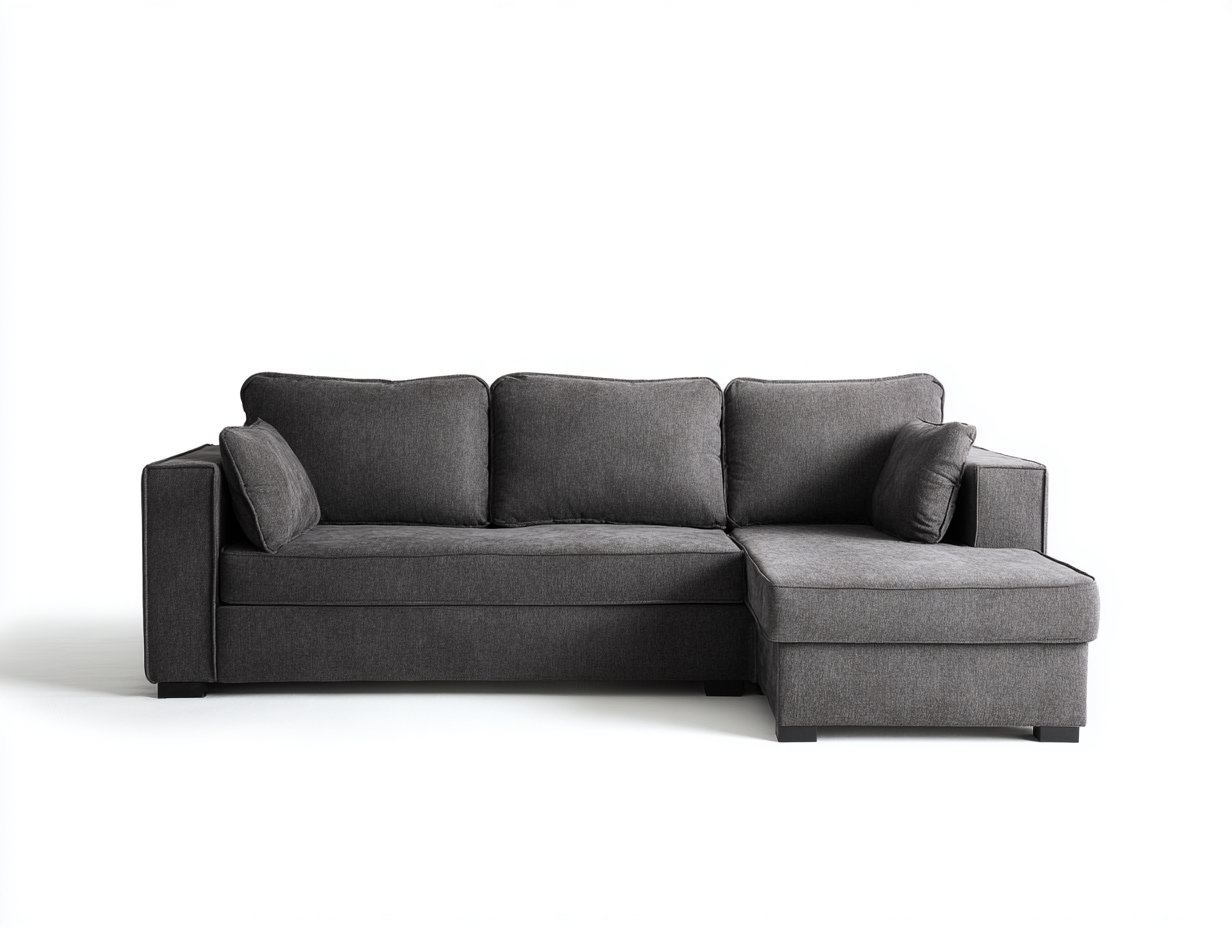 Sofás de esquina de tela 210x145x84 cm - Gris oscuro - Asientos acolchados - Diseño contemporáneo-Milaiohouse