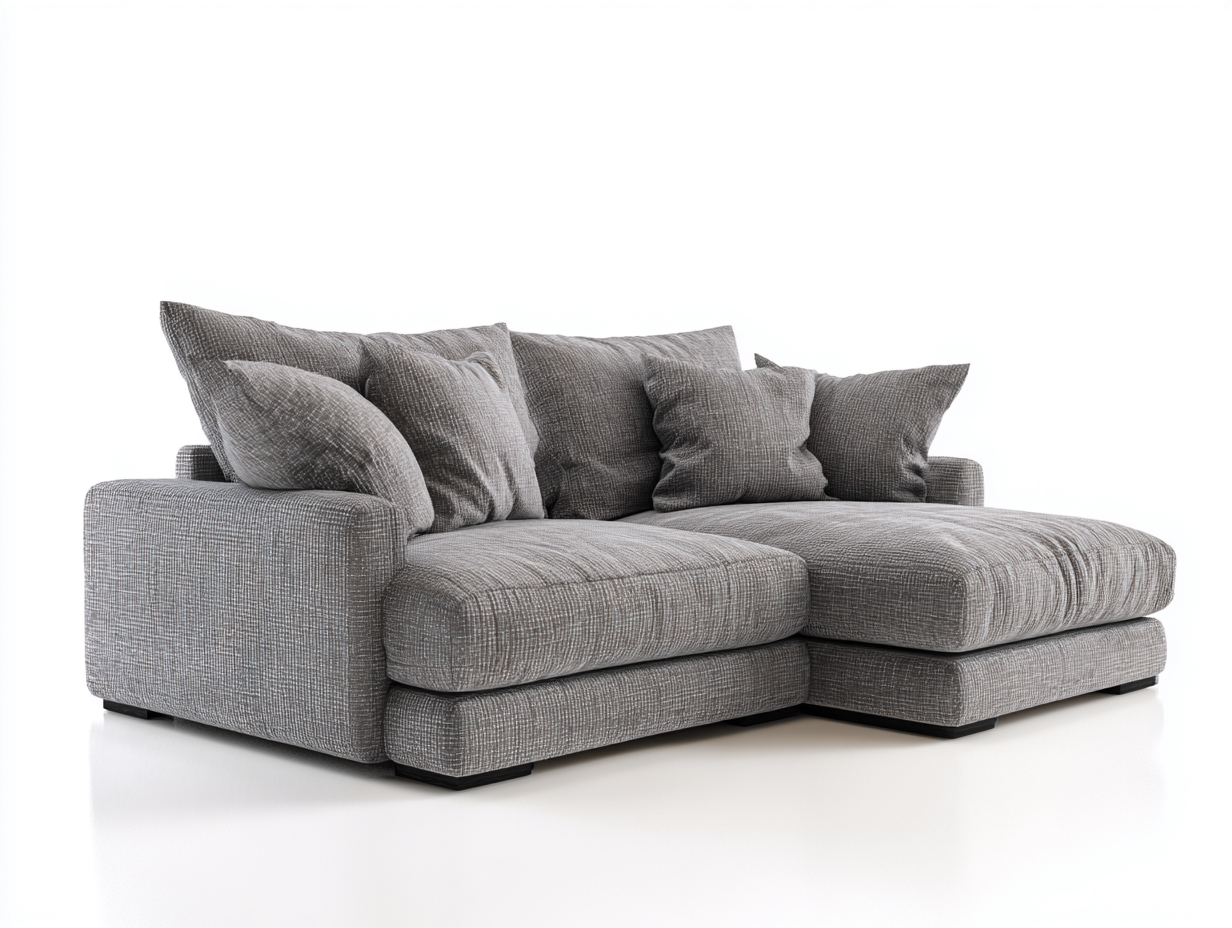 Sofás de esquina de tela 235x170x82 cm gris diseño moderno acolchado-Milaiohouse