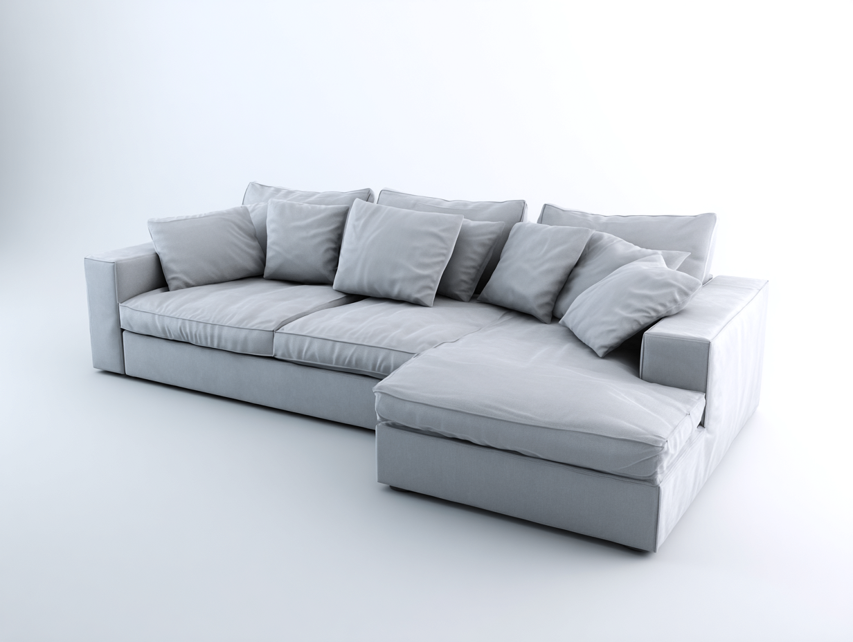 Sofá de esquina 260x165x82 cm - tela gris claro - estilo moderno con chaise longue-Milaiohouse