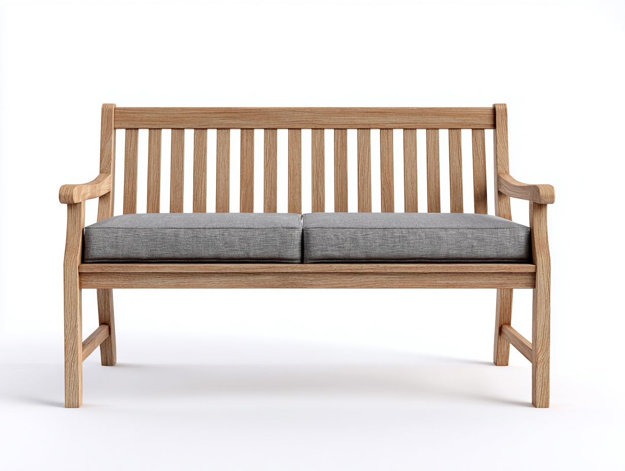 Bancos de jardín de madera maciza con reposabrazos 150x60x88 cm - Natural-Gris - Diseño clásico-Milaiohouse