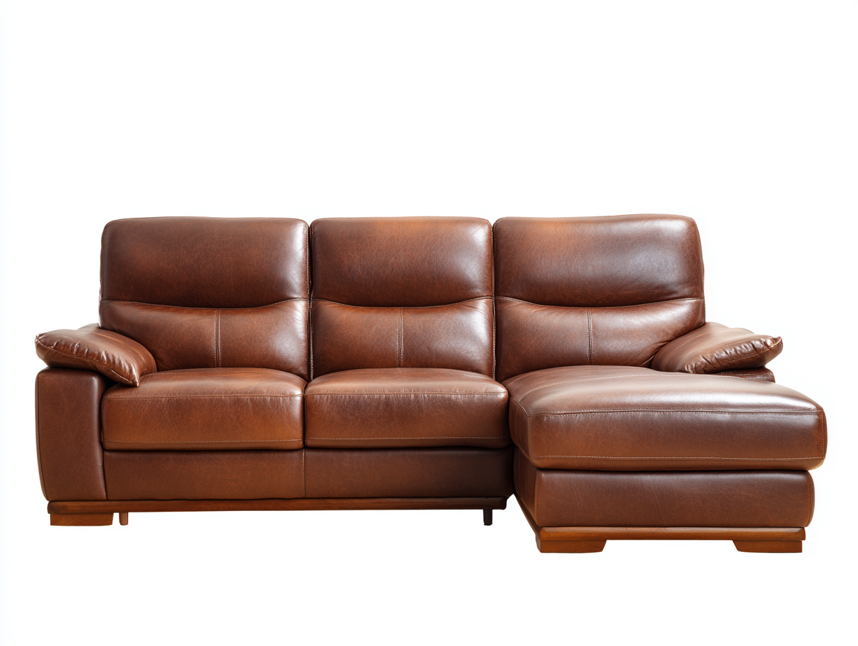 Sofá de esquina 245x158x86 cm - tapizado marrón cuero sintético - estilo moderno con chaise longue-Milaiohouse