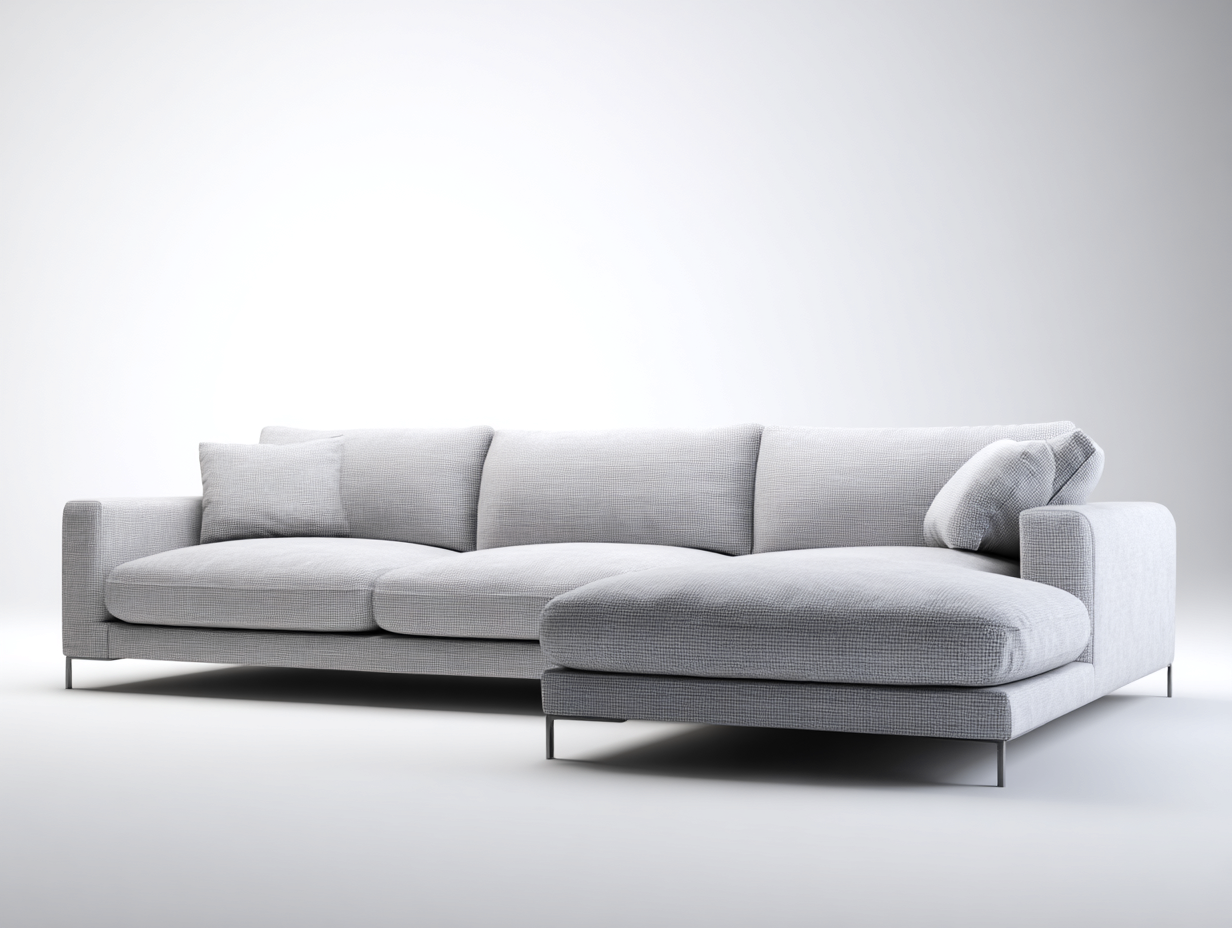 Sofás de esquina de tela 245x165x82 cm - Gris claro - Asientos amplios - Diseño moderno-Milaiohouse