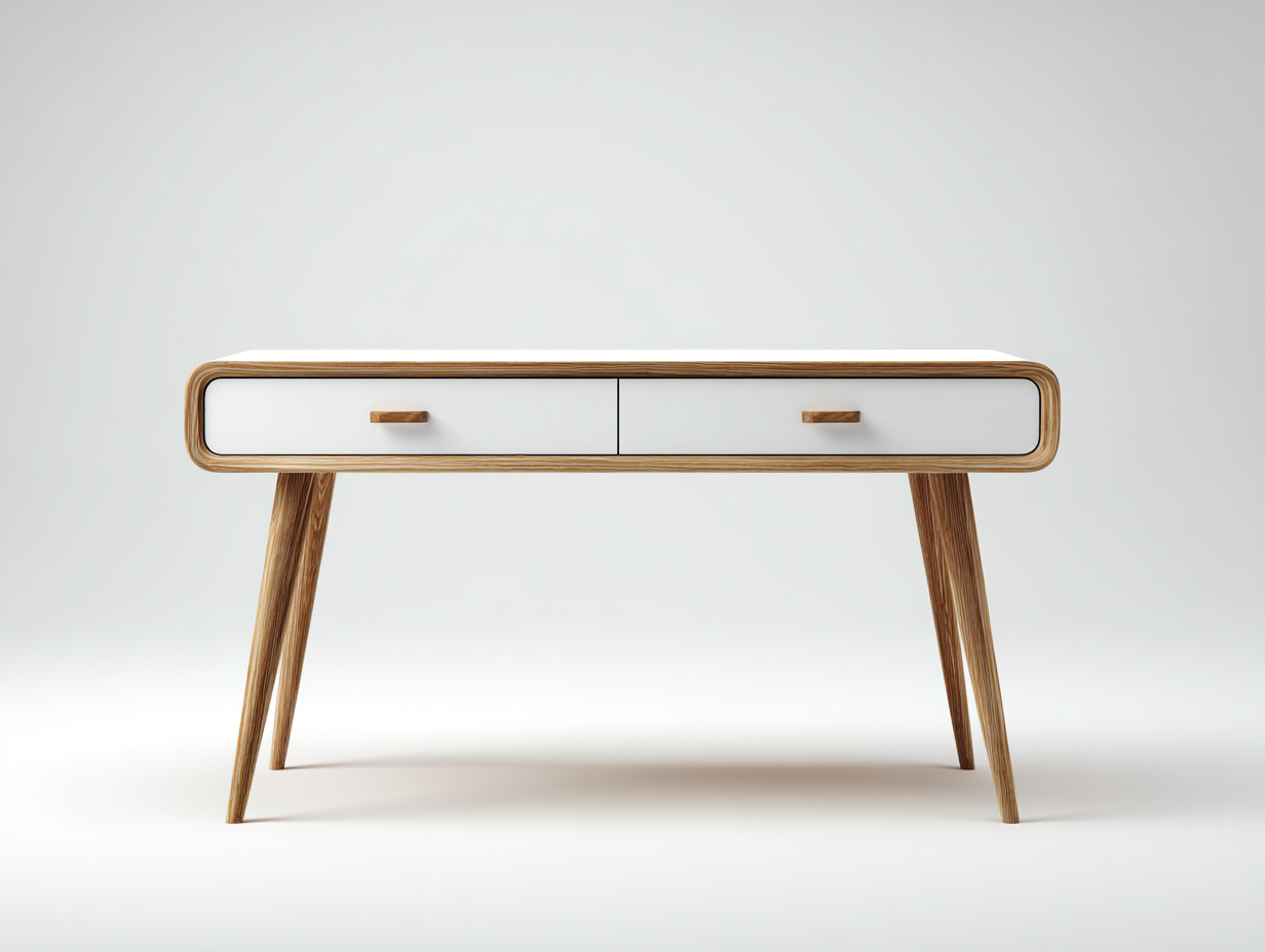 Mesas de oficina de madera 120x55x76 cm blanco-marrón - diseño moderno con dos cajones-Milaiohouse