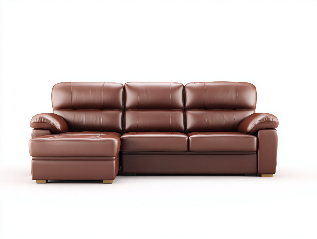 Sofás de esquina tapizados 235x150x88 cm - marrón con chaise longue - diseño moderno-Milaiohouse
