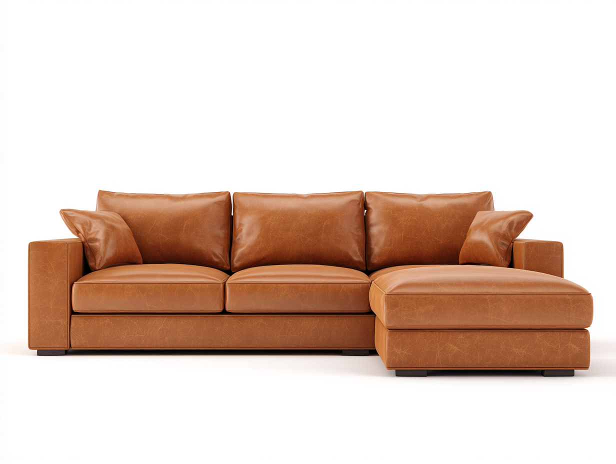 Sofás de esquina de cuero sintético 225x155x84 cm - Marrón - Asientos amplios - Diseño moderno-Milaiohouse