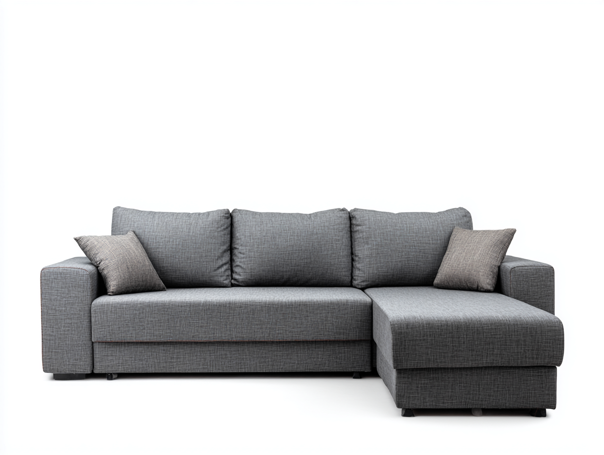 Sofás de esquina de tela 220x150x84 cm - Gris - Asientos amplios - Diseño moderno-Milaiohouse