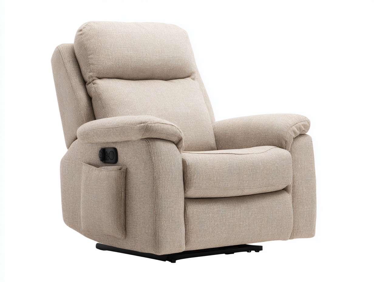 Sillones reclinables eléctricos de tela 93x90x106 cm - beige con bolsillo lateral - diseño moderno-Milaiohouse