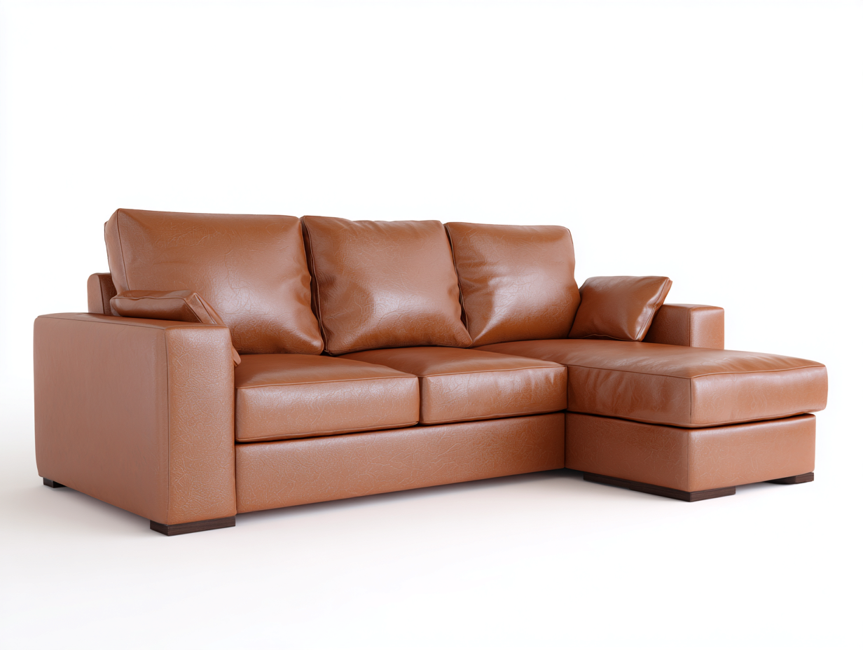Sofá de esquina 240x155x84 cm - tapizado marrón cuero sintético - estilo moderno con chaise longue-Milaiohouse