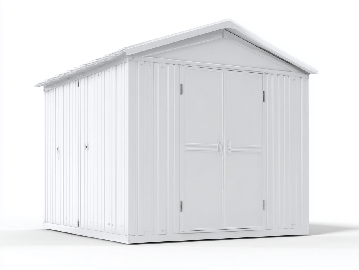 Casetas de jardín metálicas con puertas dobles 340x240x235 cm - Blanco - Diseño funcional-Milaiohouse