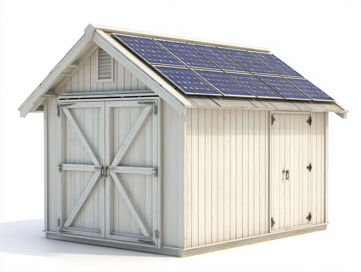 Casetas de jardín de madera con techo solar 360x260x245 cm - Blanco-Azul - Diseño funcional-Milaiohouse